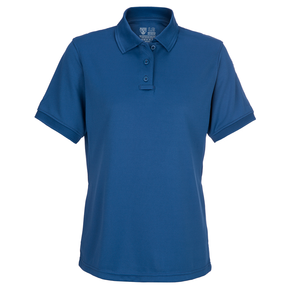Product image of a Five Star uniform polo shirt in large size shown in royal blue with a three button placket and short sleeves