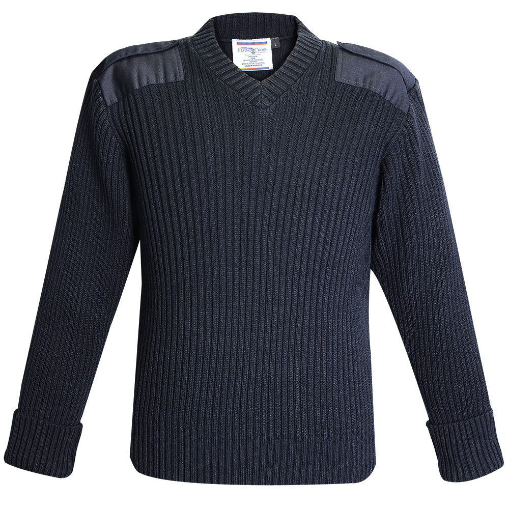 Command Acrylic Wool Rib Knit V-Neck Sweater - 700