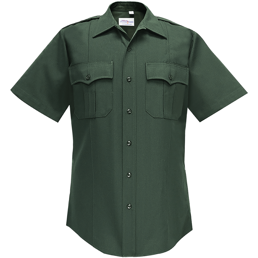 COMMAND 100% POLYESTER MEN'S SHORT SLEEVE SHIRT W/ZIPPER SPRUCE GREEN