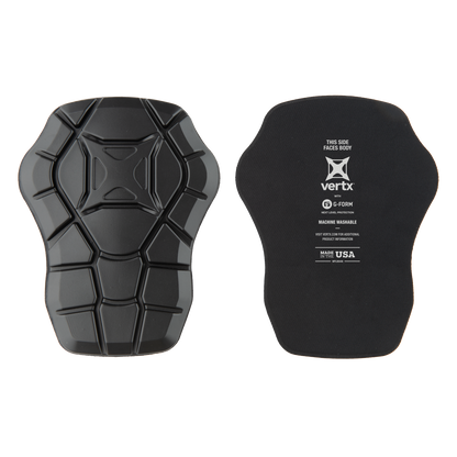 Product shot showing a pair of black Vertx body armor pads with G-Form next level protection featuring a unique honeycomb pattern and machine washable design made in the USA
