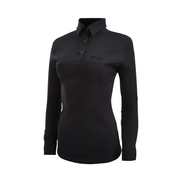long sleeve polo uniform dress Core Flex Long Sleeve Women's Uniform Polo Shirt Black / LARGE / REG